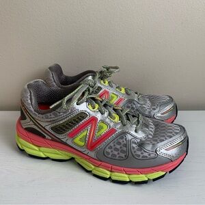 New Balance 860 V4 Women’s Stability Running Shoes Silver/Pink/Yellow Size 6.5